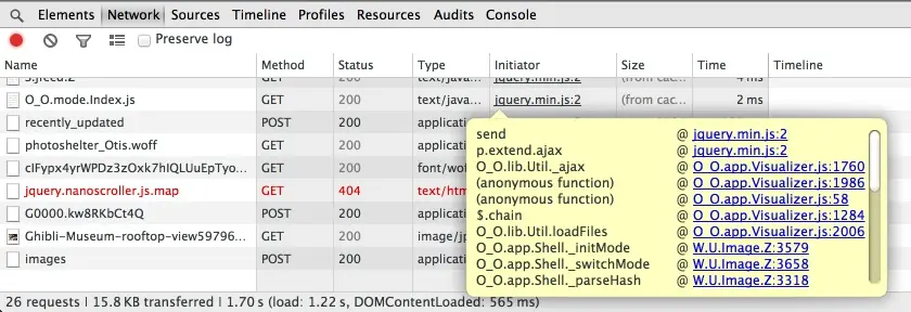 Devtools ajax stack trace